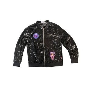 LOL Surprise Remix Black Sequin Bomber Jacket Girls Size Large (10/12)